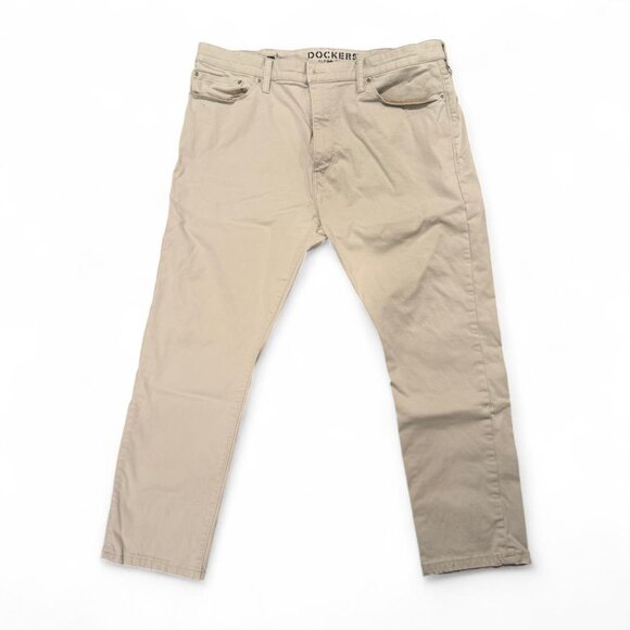 Tan Dockers Alpha Khaki slim fit trousers - Picture 1 of 6